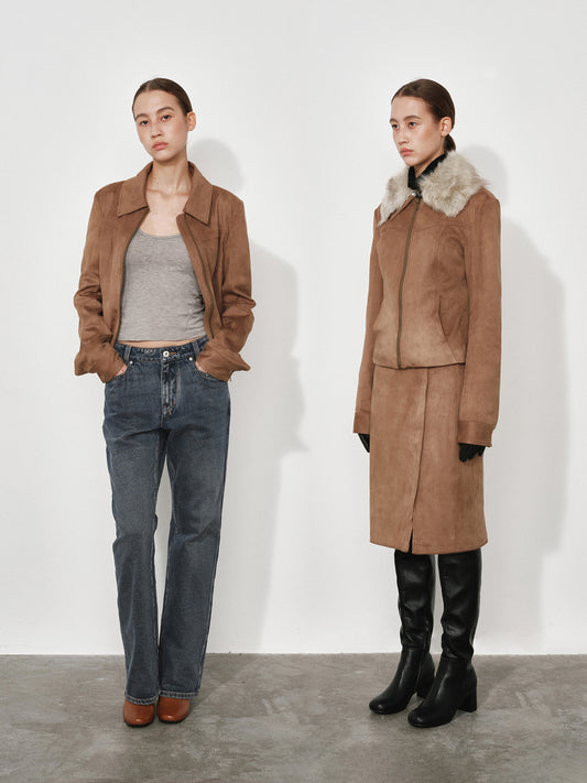 Slim-Fit Faux Suede Jacket