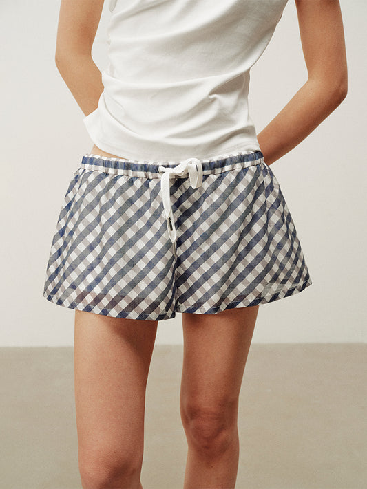 Plaid low-rise shorts