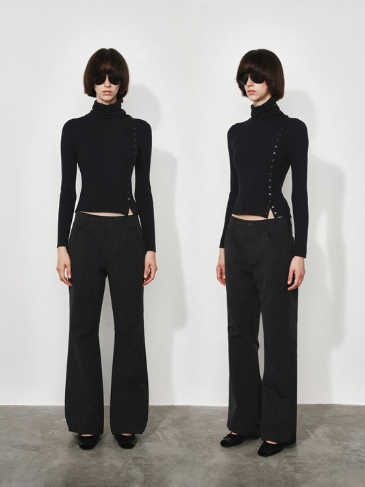 Straight-to-Flare Relaxed Pants