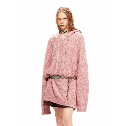 NUHT “Lazy Holiday” Oversize Hooded Sweater(Pink)