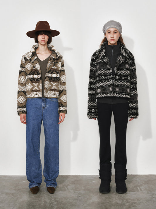 Fair Isle Fleece Short Jacket