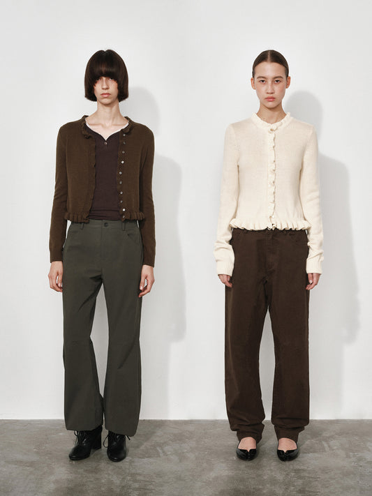 Ruffles Wool Blend Knitted Cardigan