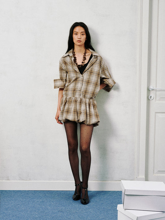 Check Shirt Minidress&Mini Shorts