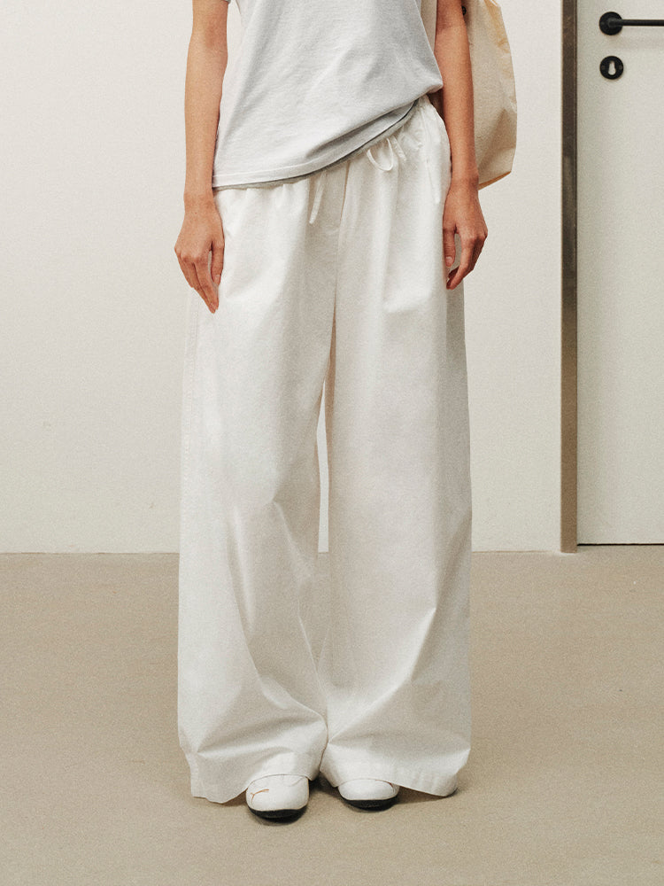 White casual cotton pants