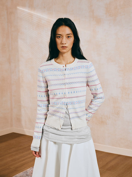 Multicolor Jacquard Cardigan