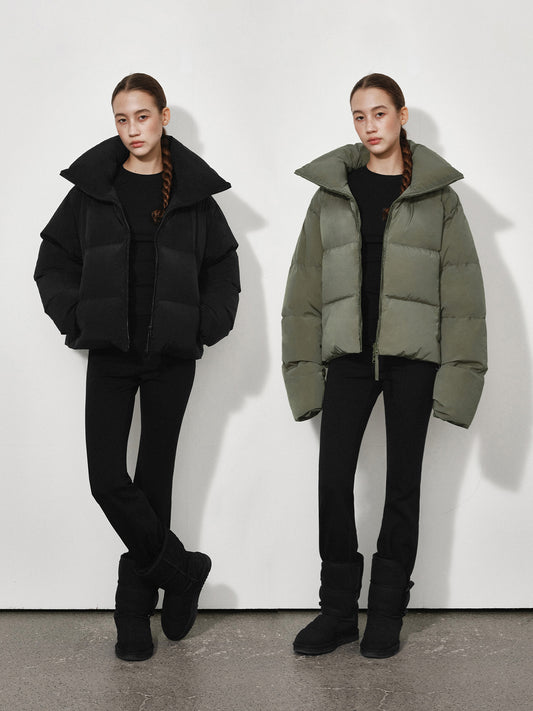 Reversible High-Neck Oversized Down Coat
