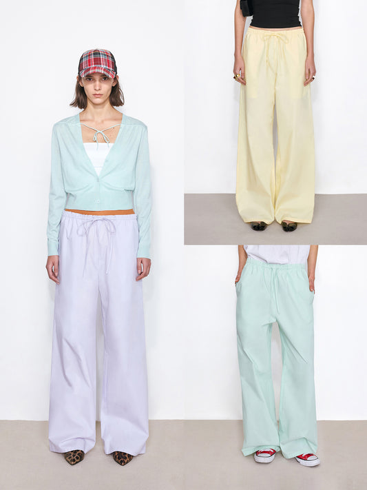 Elastic Waist Straight-Leg Pants