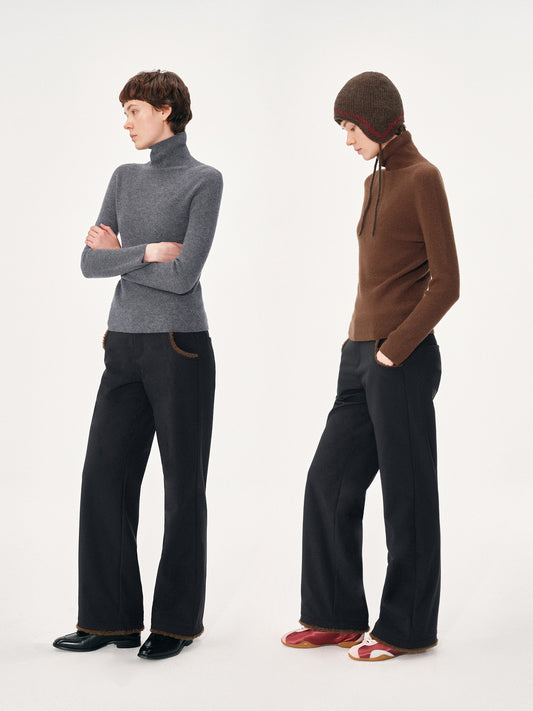 Nylon and Faux Fur Paneled Trousers