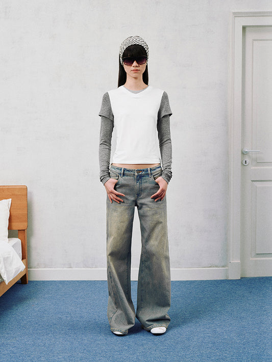 Low-Rise Flared Jeans