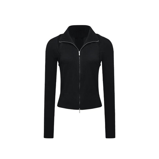 NUTH Multi-wear slim long-sleeved knitted shawl double-head zipper vest two-piece suit for women