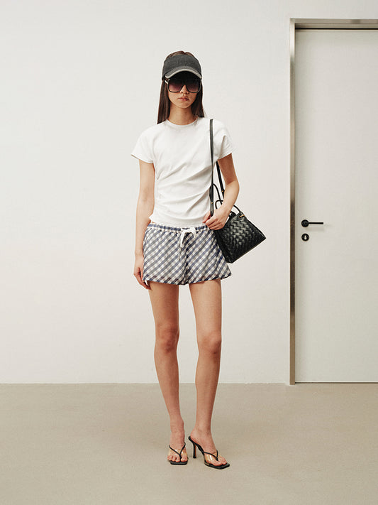 Plaid low-rise shorts