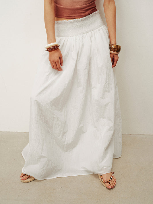Stretch waist long skirt