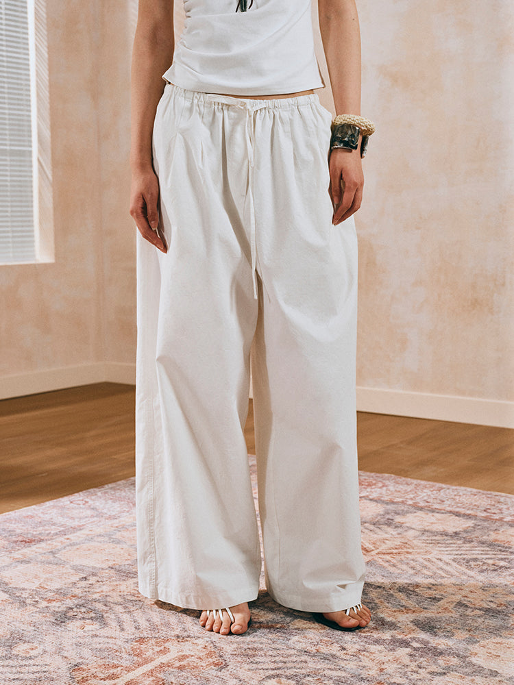 White casual cotton pants
