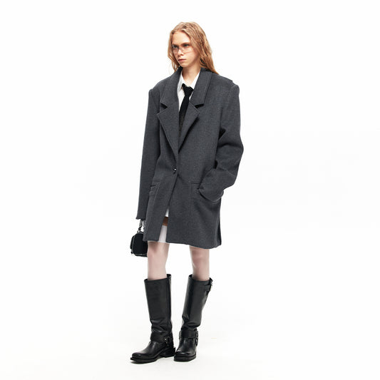 NUHT Designer Silhouette Wool Suit Coat(Grey)