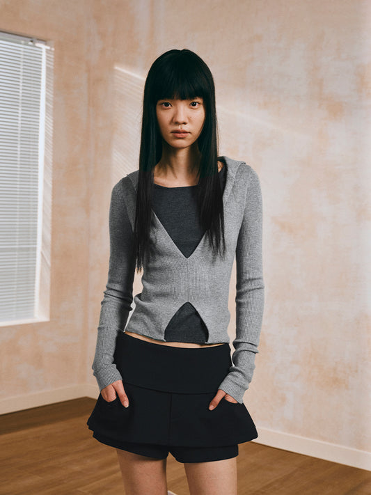 Side Slit Open Mini Skort