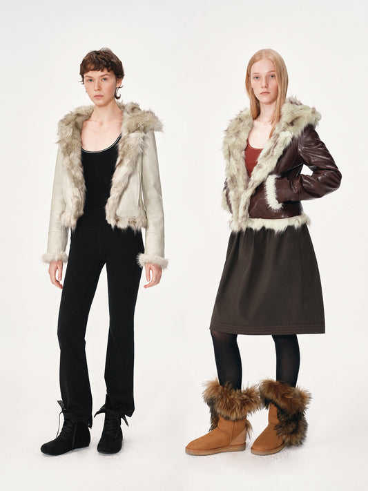 Fitted Hooded Faux Fur Coat