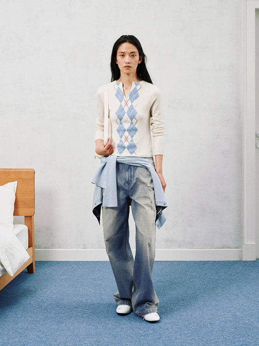 Check Jacquard Sweater