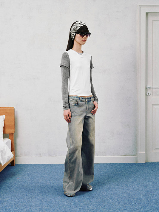 Low-Rise Flared Jeans