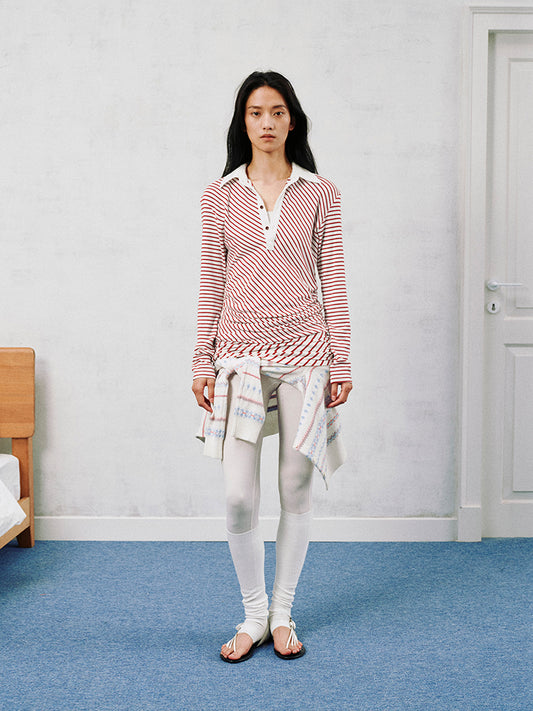 Striped Long Sleeve Polo