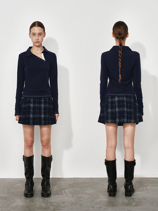 Reversible Plaid Corduroy A-Line Skirt