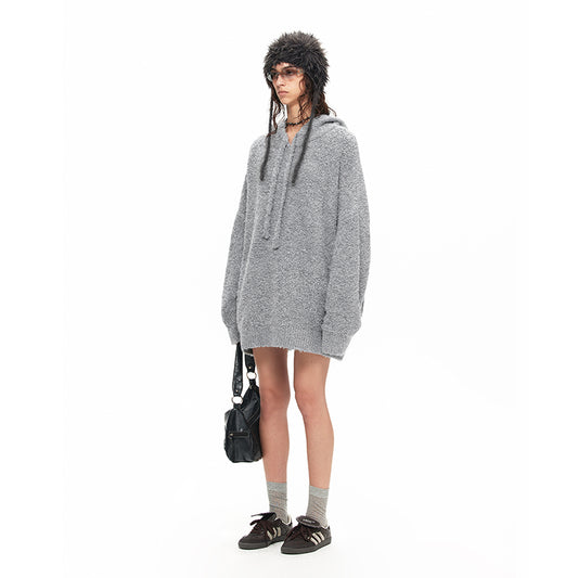 NUHT “Lazy Holiday” Oversize Hooded Sweater(Grey)