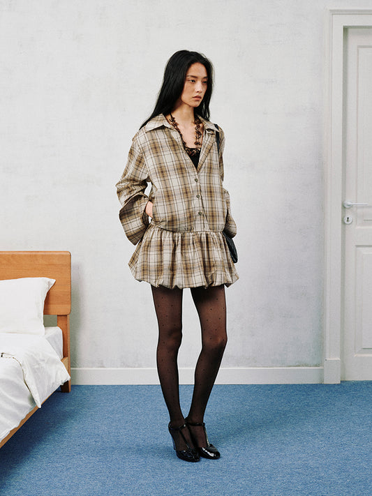 Check Shirt Minidress&Mini Shorts