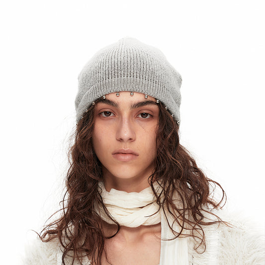 NUHT “Jumping Silver” Beading Knitted Hat(Black&Grey)