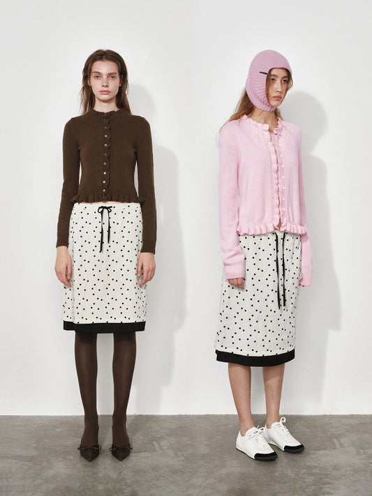 Ruffles Wool Blend Knitted Cardigan