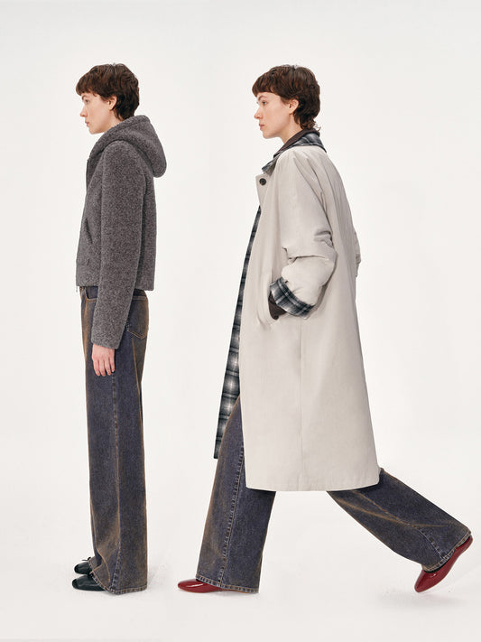 Flocked and Distressed Straight-Leg Jeans