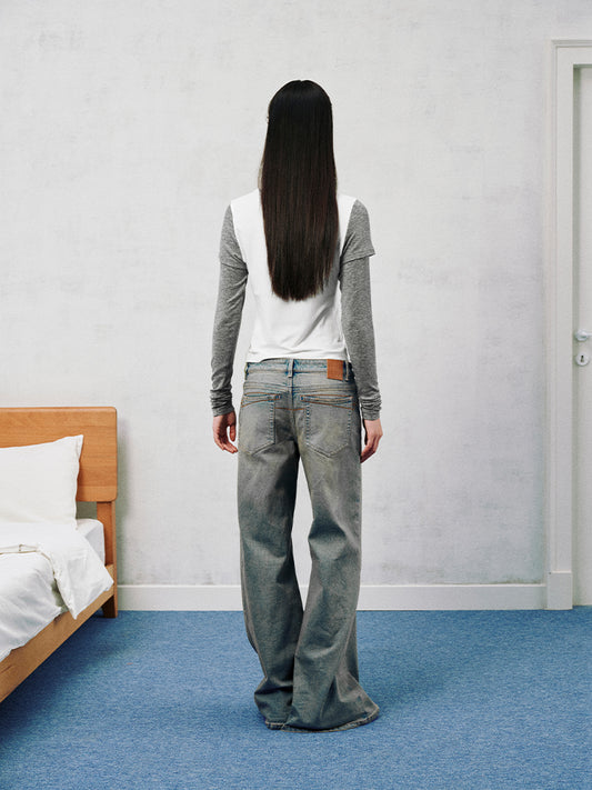 Low-Rise Flared Jeans