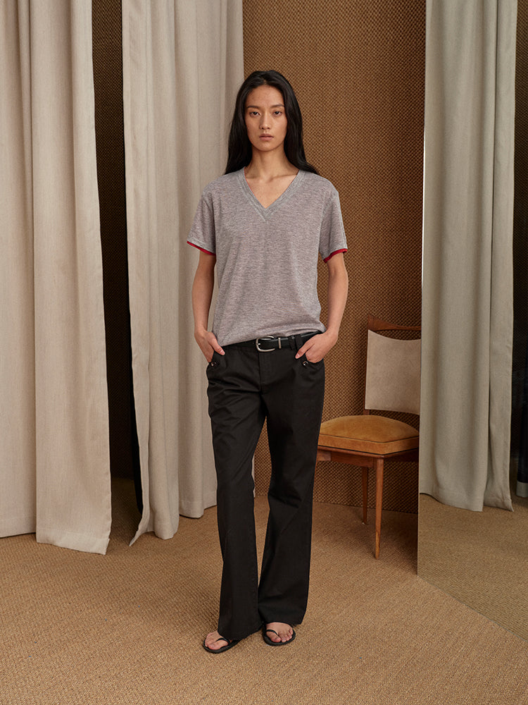 Double-side V-neck T-shirt