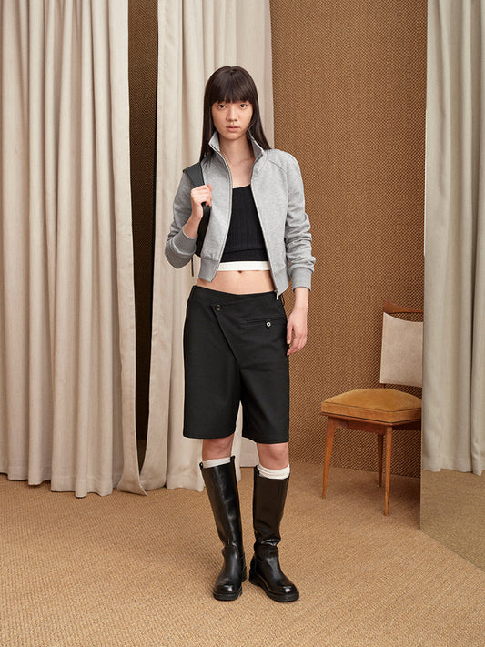 Zip-up high neck sweatshirt