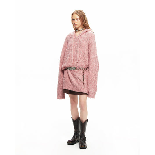 NUHT “Lazy Holiday” Oversize Hooded Sweater(Pink)