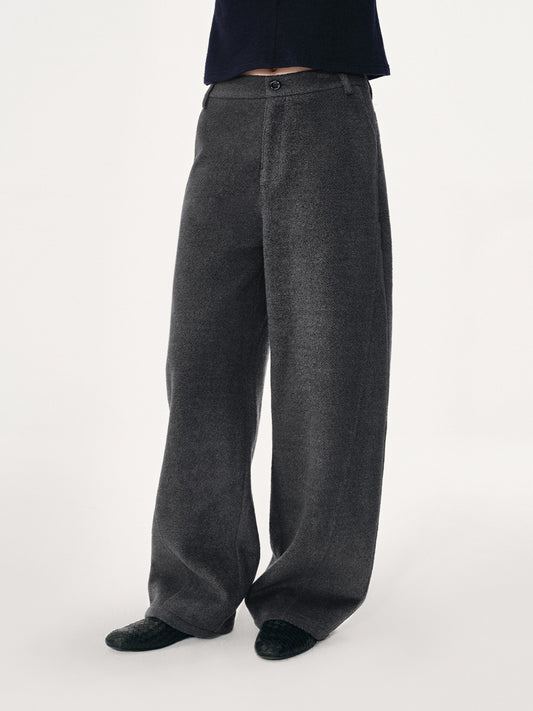 Wool-Blend Curved-Leg Pants