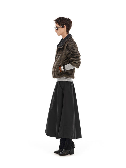 Quilted mid-length skirt