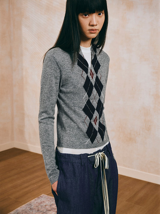 Check Jacquard Sweater