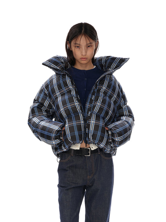 Short zipper down jacket