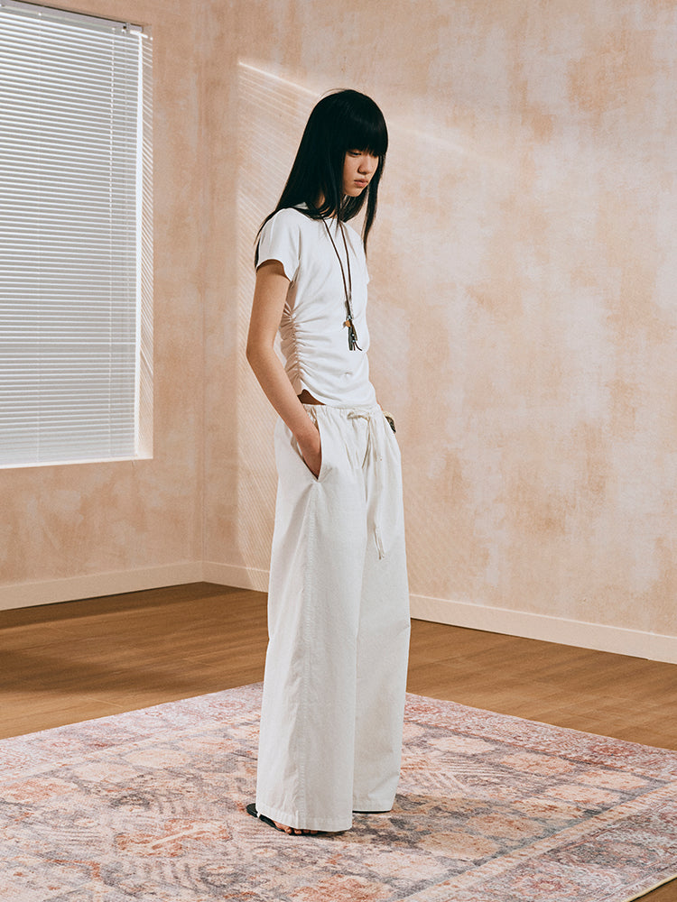 White casual cotton pants