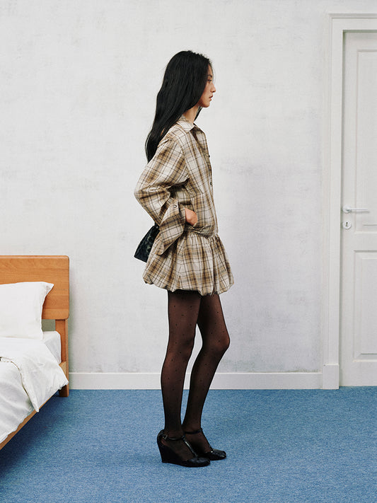 Check Shirt Minidress&Mini Shorts