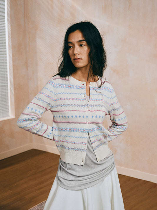 Multicolor Jacquard Cardigan