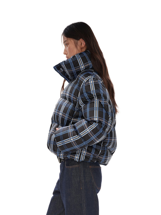 Short zipper down jacket