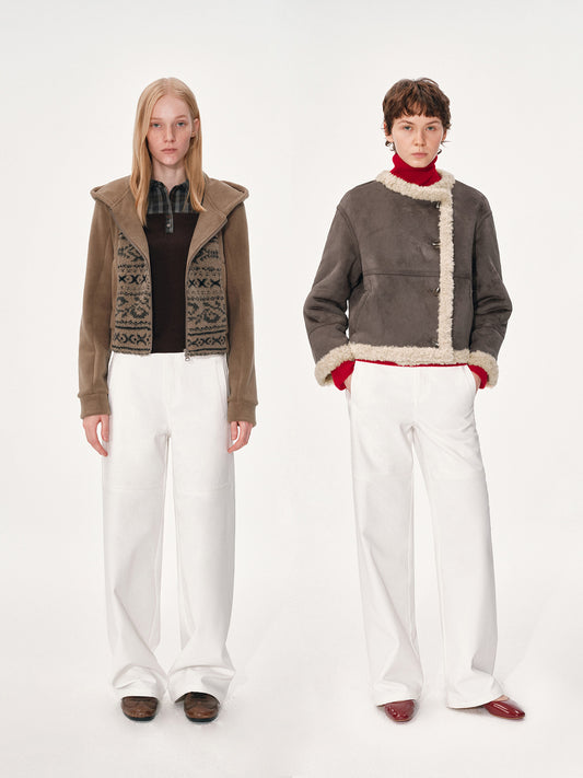 Loose-Fit Pants with Lace Trim