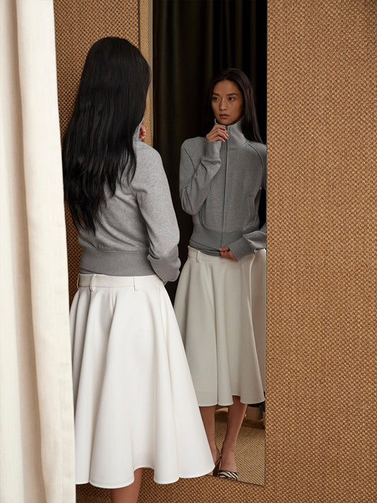 Zip-up high neck sweatshirt