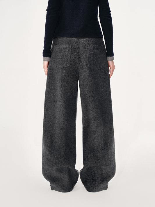 Wool-Blend Curved-Leg Pants