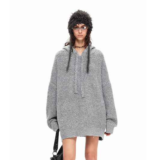 NUHT “Lazy Holiday” Oversize Hooded Sweater(Grey)