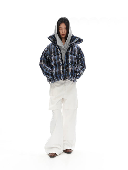 Short zipper down jacket