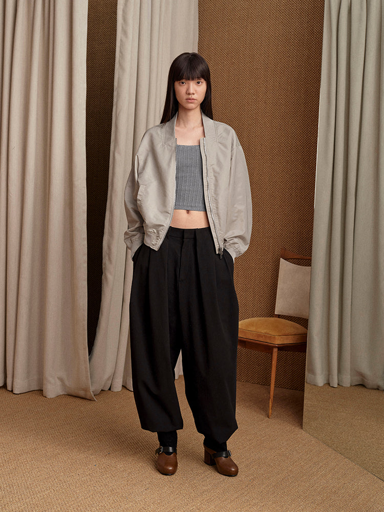 Low-Rise Curved Trousers