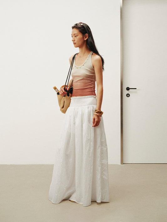 Stretch waist long skirt