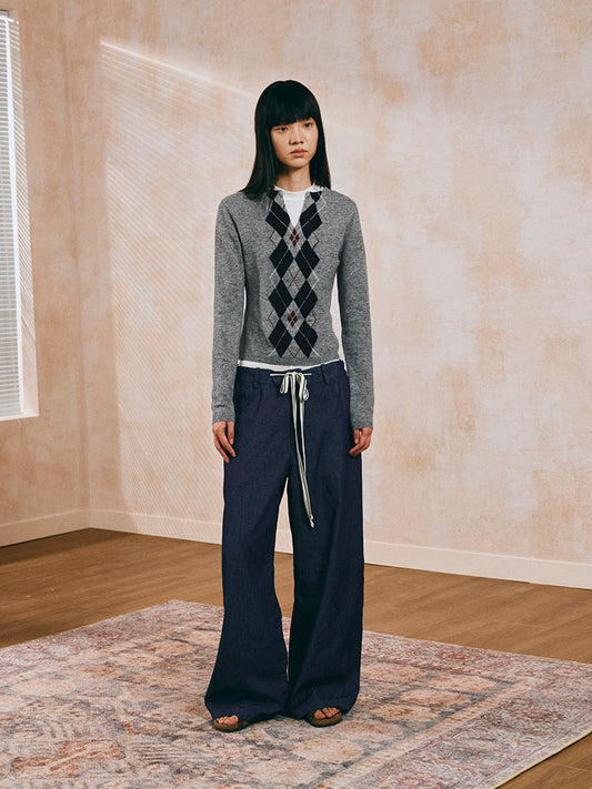 Check Jacquard Sweater