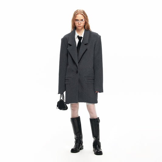 NUHT Designer Silhouette Wool Suit Coat(Grey)